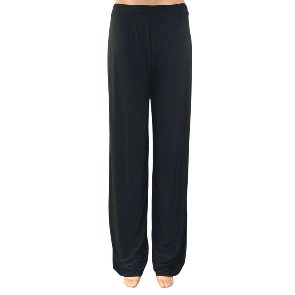 Boohoo Women's Black High Waisted Pull On Straight Wide Leg Trousers Pants Sz 10